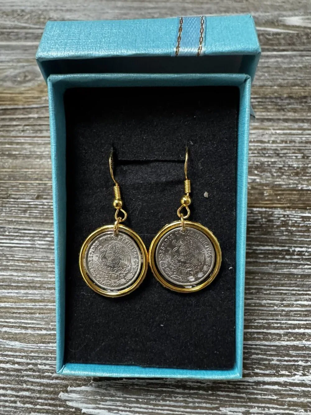 1979 Mexican 10 Centavos Coin Earrings | Handcrafted Resin Mexican Coin Jewelry